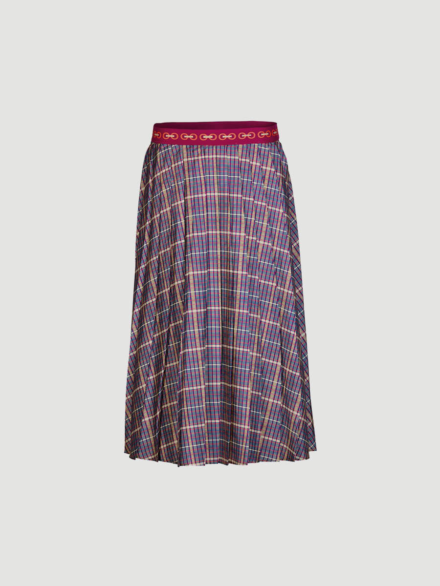 Chiffon pleated plaid top skirt